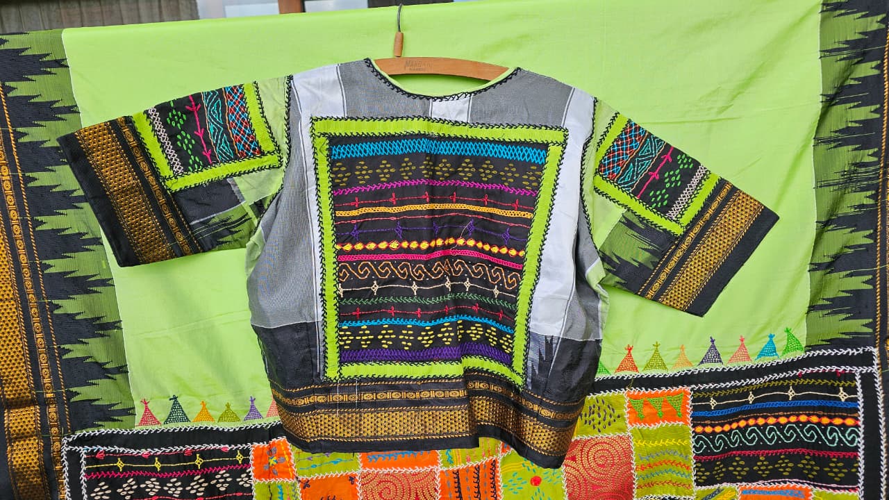 Silk Ilkal Lambani Saree With Aqua Green - 014