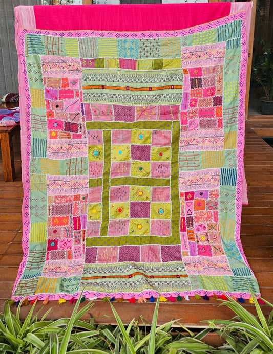 Cotton Saree  Ilkal Lambani Saree With Hot Pink - 015