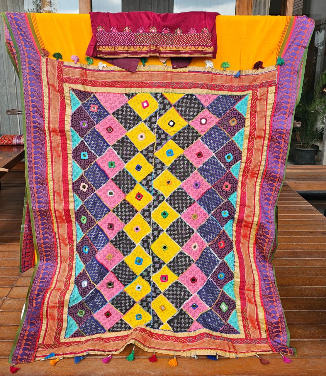 Kanchi Cotton Mercerised Ilkal Lambani Saree With Golden Yellow - 016