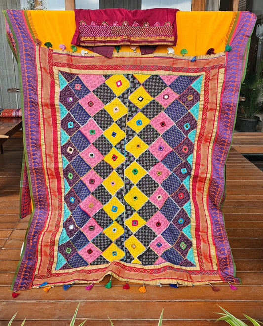 Kanchi Cotton Mercerised Ilkal Lambani Saree With Golden Yellow - 016