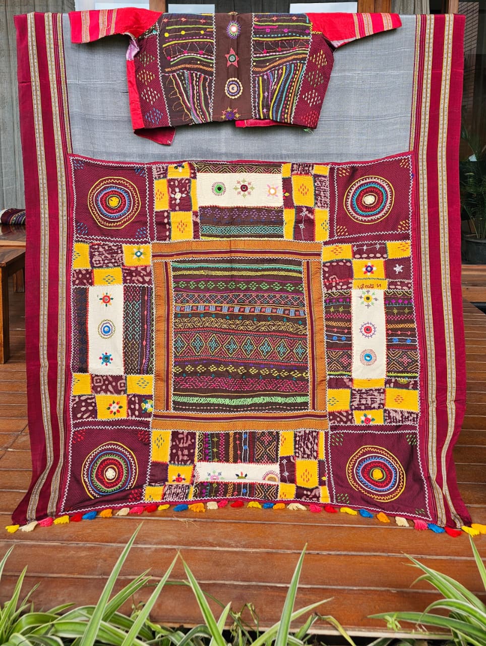 Cotton Ilkal Lambani Saree With Steel Grey - 017