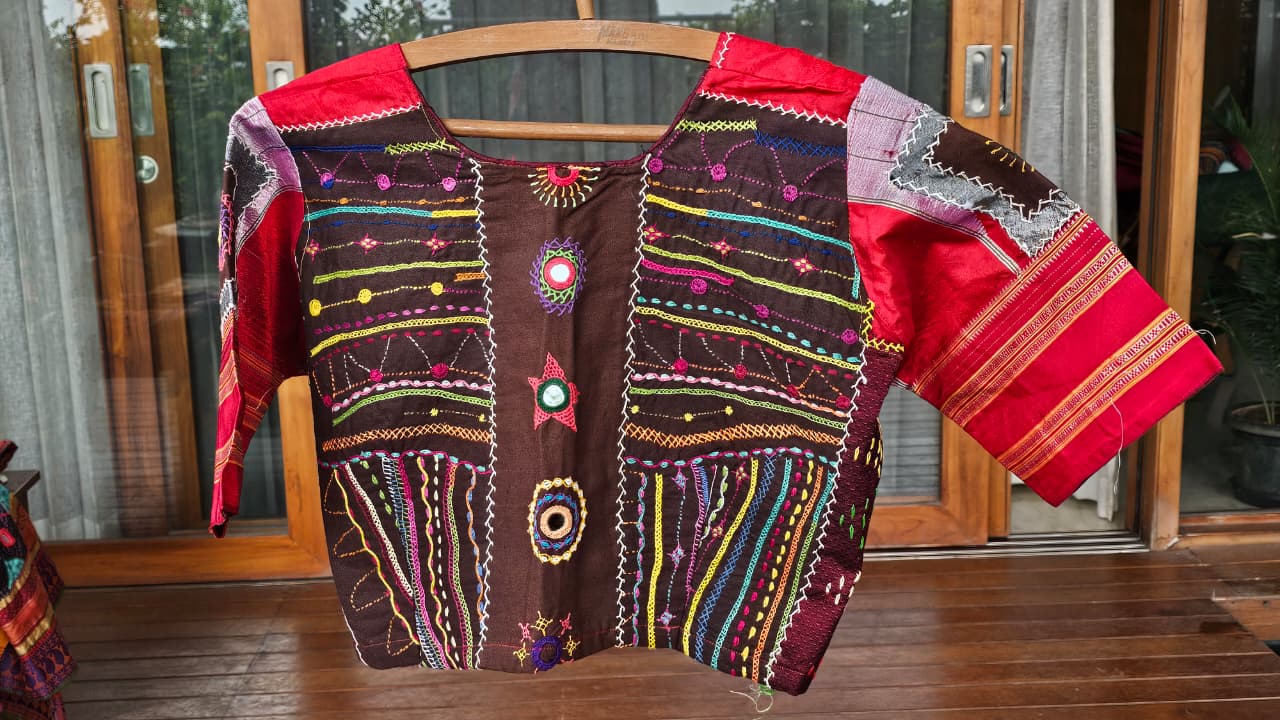 Cotton Ilkal Lambani Saree With Steel Grey - 017