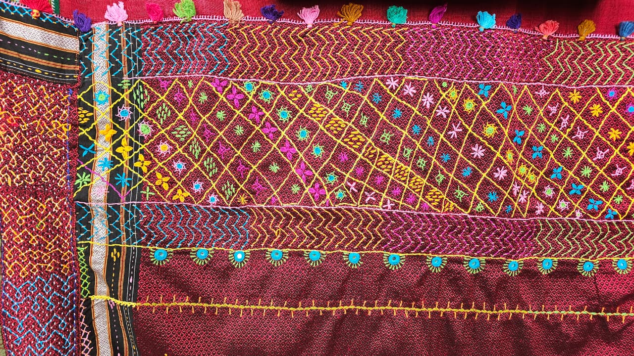 Cotton Ilkal Lambani Saree With Ruby Red - 018