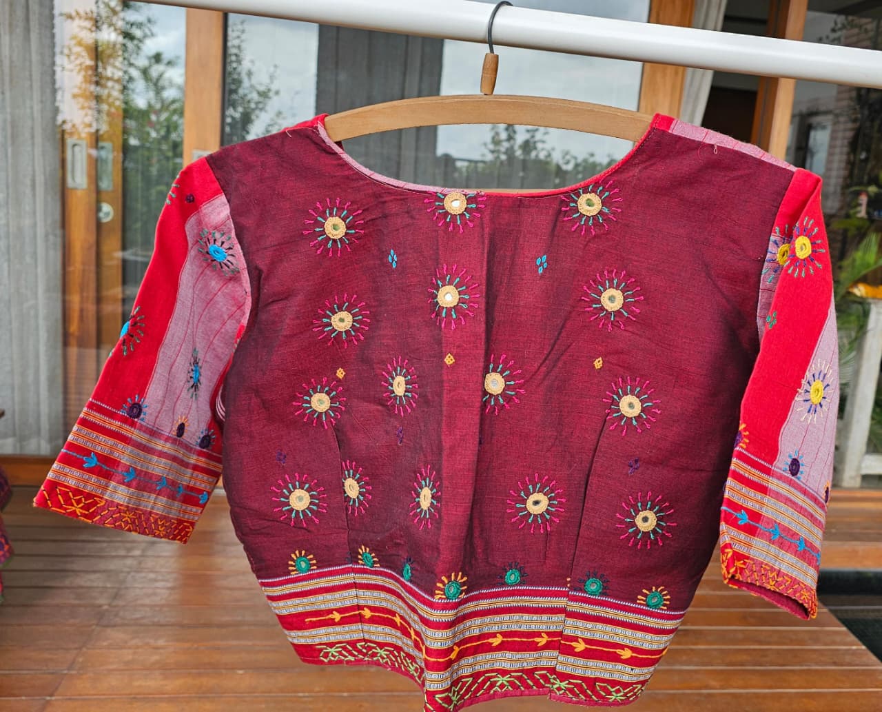 Cotton Ilkal Lambani Saree With Ruby Red - 018