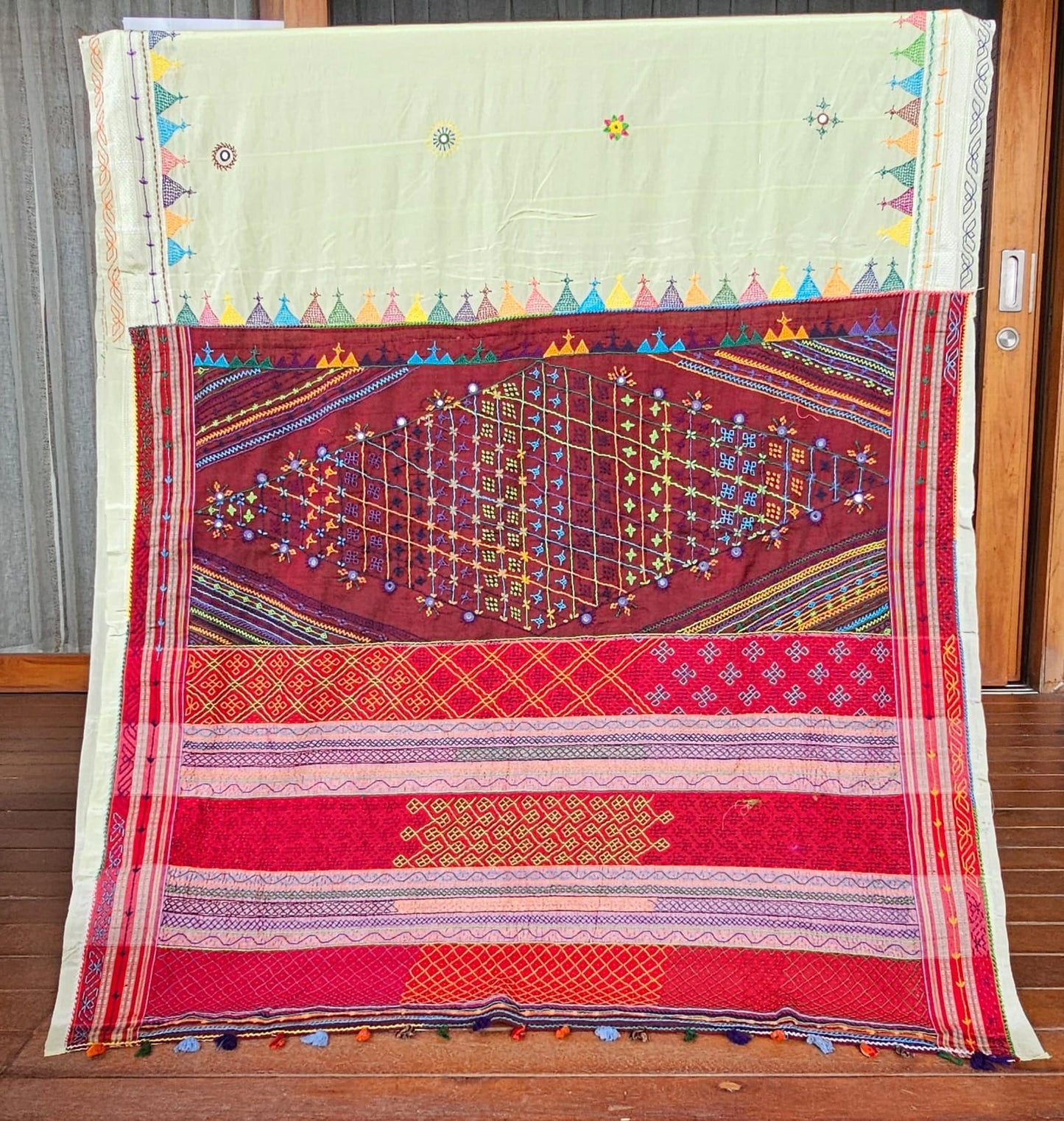 Cotton Ilkal Lambani Saree With Light Green - 019