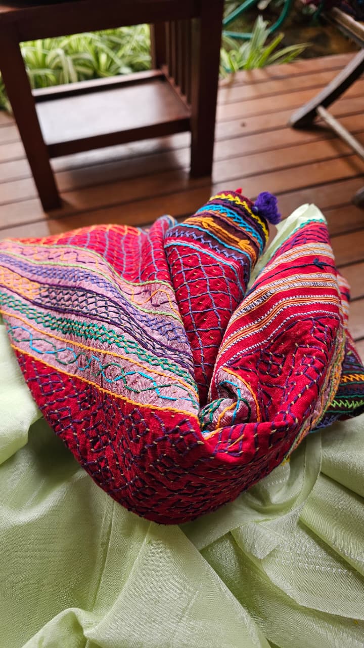 Cotton Ilkal Lambani Saree With Light Green - 019