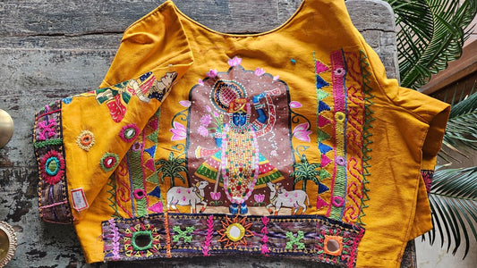 Lambani Blouse in Cotton  Pitchwai hand work - 28