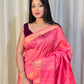 Pure Matka Jamdani Handwoven Saree In Deep Pink - 162