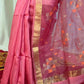 Pure Matka Jamdani Handwoven Saree In Deep Pink - 162