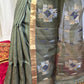 Pure Matka Jamdani Handwoven Saree In Khaki Green - 166