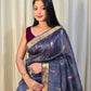Pure Matka Jamdani Handwoven Saree In Space Blue - 167