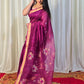 Pure Matka Jamdani Handwoven Saree In Grape Purple - 164