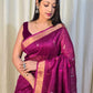 Pure Matka Jamdani Handwoven Saree In Grape Purple - 164