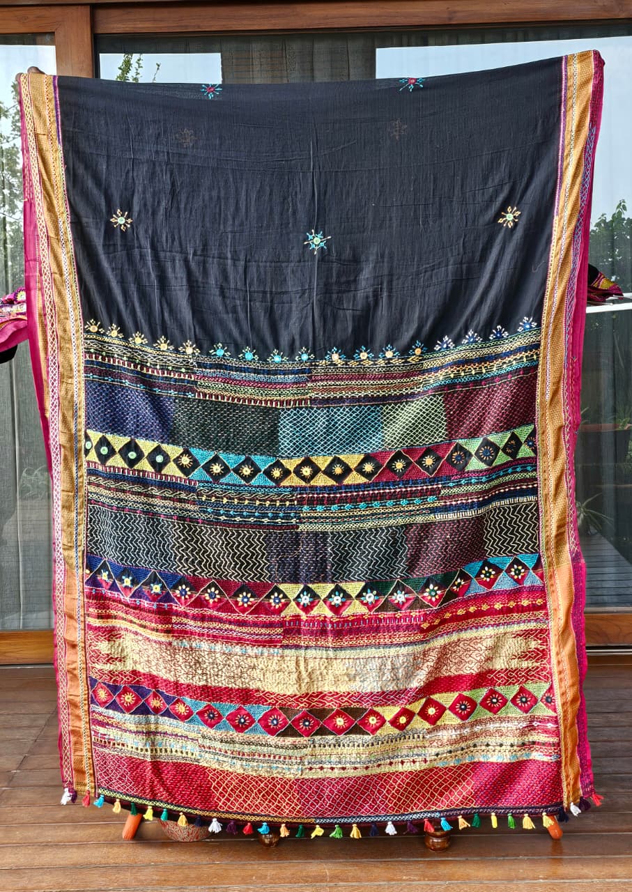 Traditional Ilkal Cotton Saree  |  Ink Black