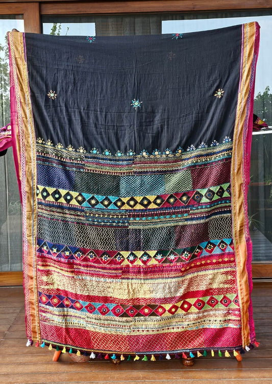 Traditional Ilkal Cotton Saree  |  Ink Black