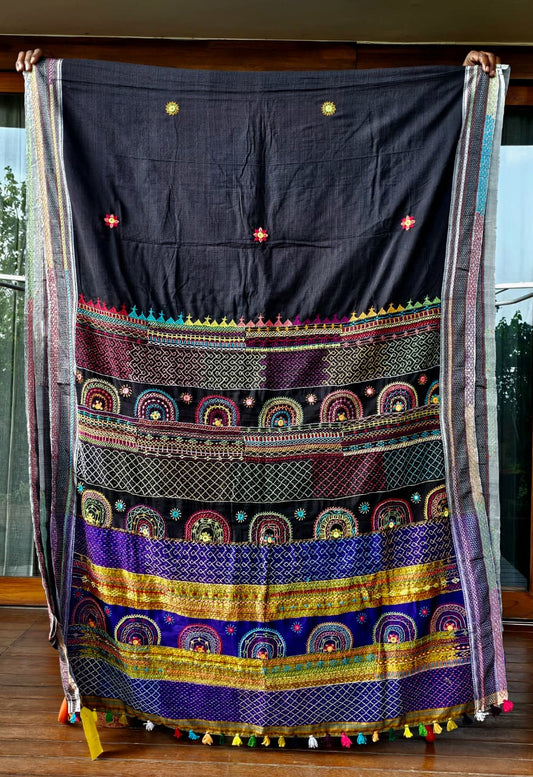Traditional Ilkal Cotton Saree  |  Dark Purple