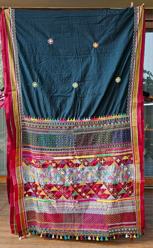 Traditional Ilkal Cotton Saree  |  Rich Black
