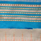 Beige & Blue, Handloom Vidarbha Tussar Silk Saree with Multicolor Contrast Border-023 - indeloom