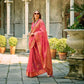 Durga Puja Saree with Pink Orange and Golden Border-062 - indeloom