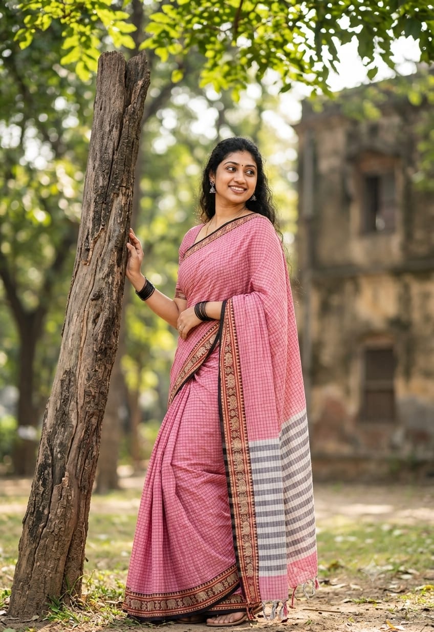 Narayanpet Cotton Saree – Samantha-Inspired Pink Collection