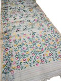 Indeloom's cream handwoven jamdani Silk Sarees