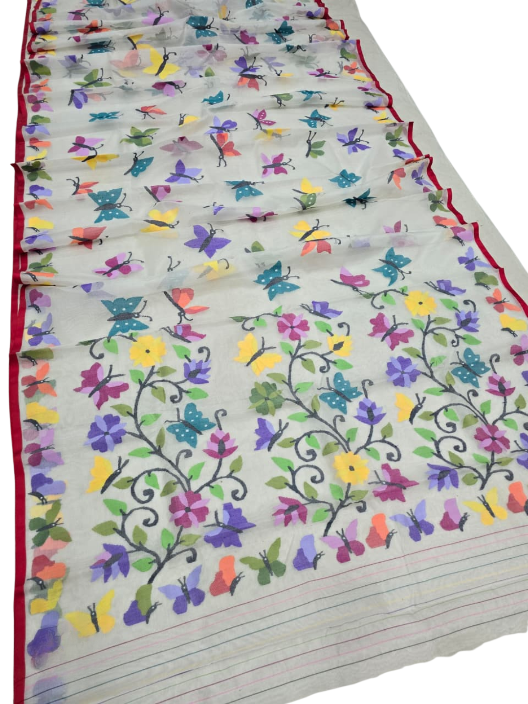 Indeloom's white handwoven jamdani Silk Sarees