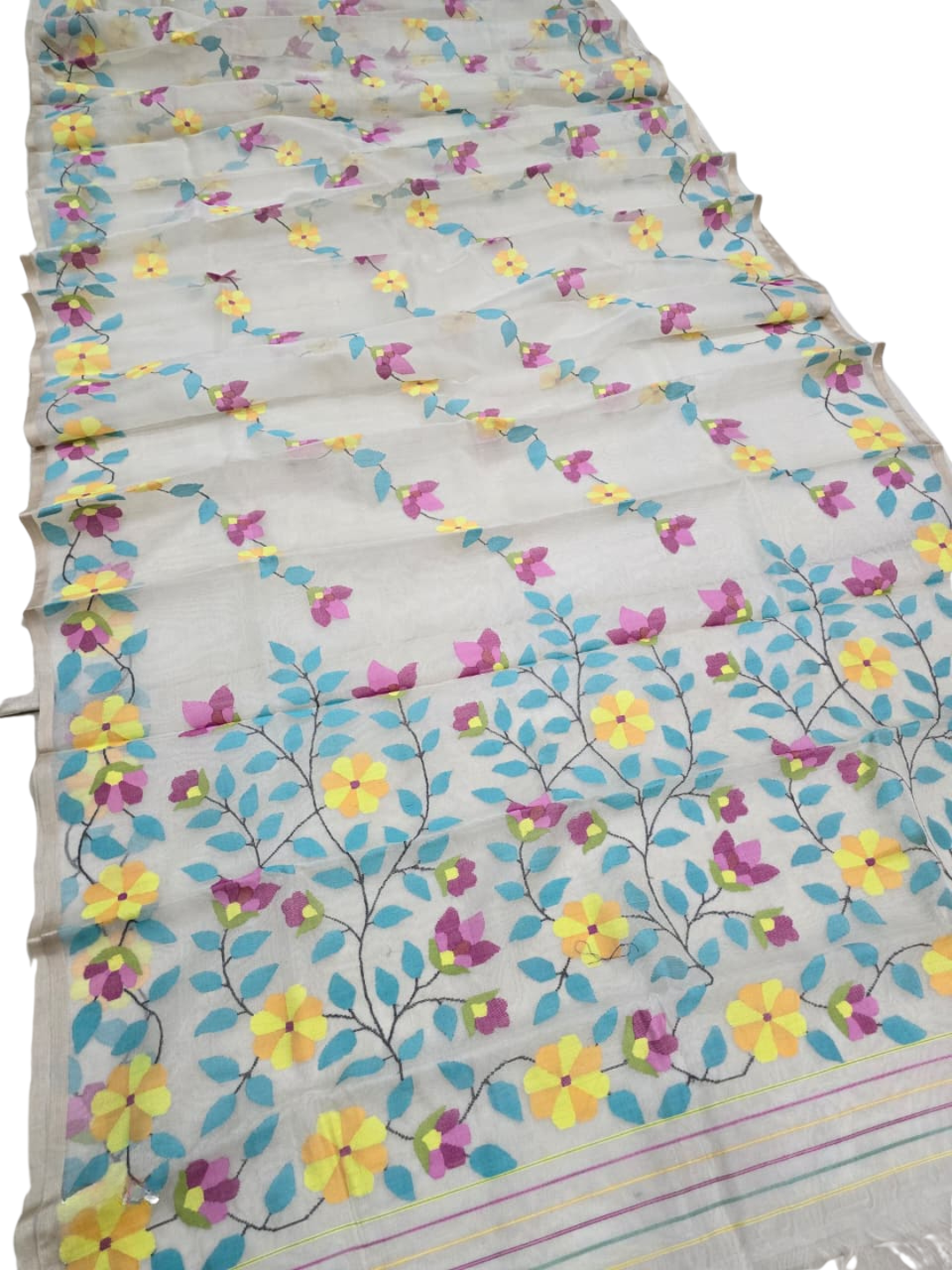 Indeloom's grey handwoven jamdani Silk Sarees
