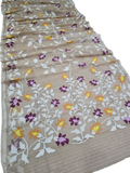 Indeloom's beige handwoven jamdani Silk Sarees