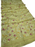 Indeloom's green handwoven jamdani Silk Sarees