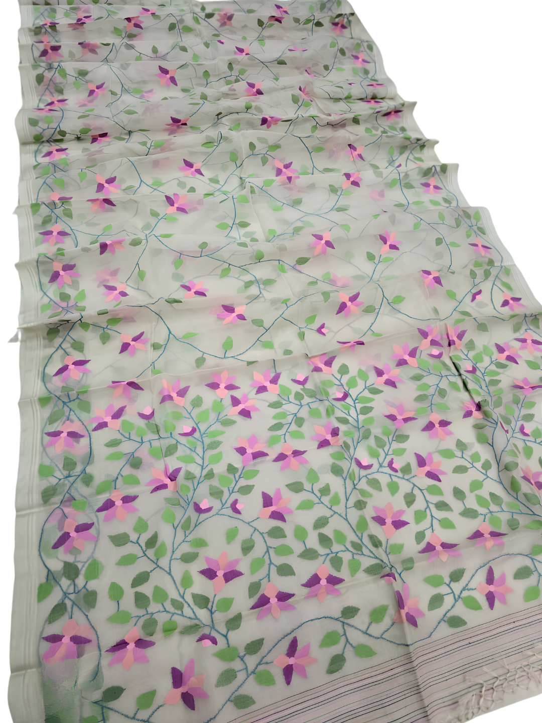 Indeloom's grey handwoven jamdani Silk Sarees