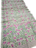 Indeloom's grey handwoven jamdani Silk Sarees