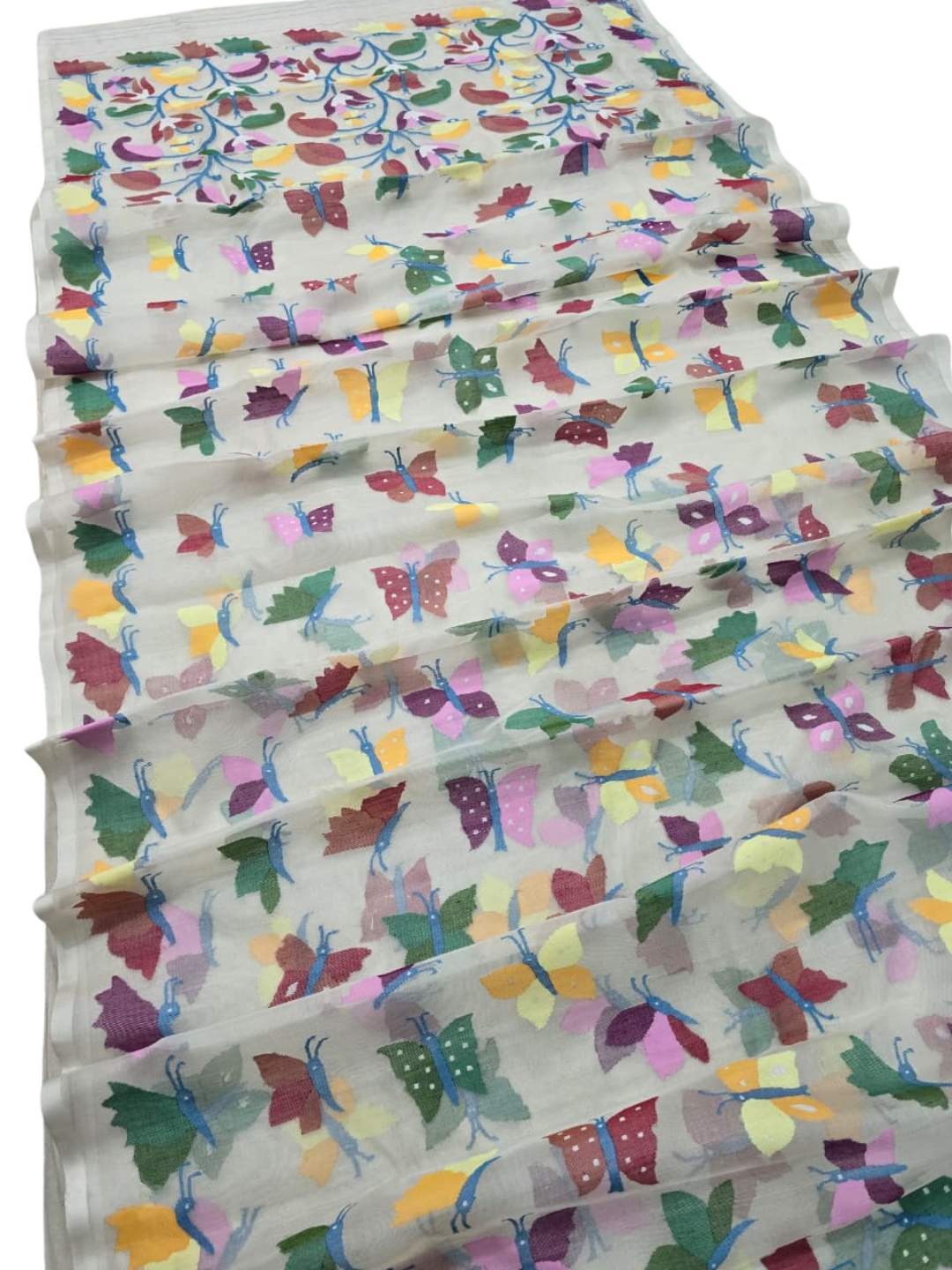 Indeloom's white handwoven jamdani Silk Sarees
