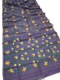 Indeloom's plum handwoven jamdani Silk Sarees