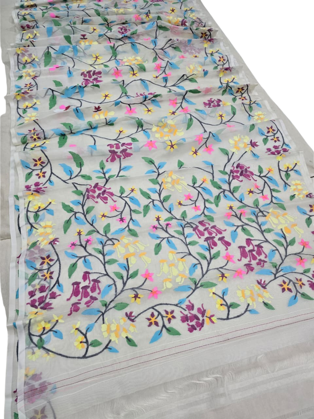 Indeloom's grey handwoven jamdani Silk Sarees