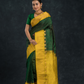 Pure Handloom Korvai Saree | Lakshadeepam  | Forest Green & Yellow