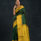 Pure Handloom Korvai Saree | Lakshadeepam  | Forest Green & Yellow