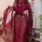 Handwoven Jamdani Muslin Kurti  |  Wine Red