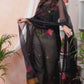 Deep Black | Handloom Jamdani Muslin Unstitched 2-Piece Kurti