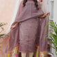 Vintage Mauve | Handloom Jamdani Muslin Unstitched 2-Piece Kurti | Paithani Design