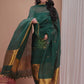 Very Dark Green | Handloom Jamdani Linen Unstitched 2-Piece Kurti
