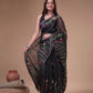 Handwoven Pure Jamdani Muslin Saree  |  Midnight Black