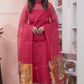 Burnt Scarlet | Handloom Jamdani Muslin Unstitched 2-Piece Kurti | Paithani Design