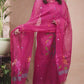 Cerise Pink | Handloom Jamdani Muslin Unstitched 2-Piece Kurti | Classic Design