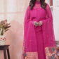 Hot Magenta | Handloom Jamdani Muslin Unstitched 2-Piece Kurti | Paithani Design