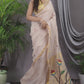 Handwoven Pure Jamdani Linen Saree  |  Warm Ivory