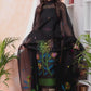 Deep Black | Handloom Jamdani Muslin Unstitched 2-Piece Kurti