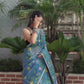 Handwoven Pure Jamdani Muslin Saree  |  Peacock Teal