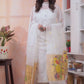Pure White | Handloom Jamdani Muslin Unstitched 2-Piece Kurti | Paithani Design