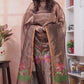 Cocoa Brown | Handloom Jamdani Tissue-Silk Unstitched 2-Piece Kurti