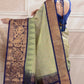 Handloom Korvai Silk Cotton Saree  |  Pistachio Green